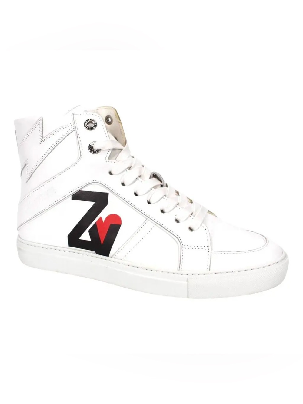 Zadig & Voltaire ZV1747 High Flash White Leather High-Top Sneakers